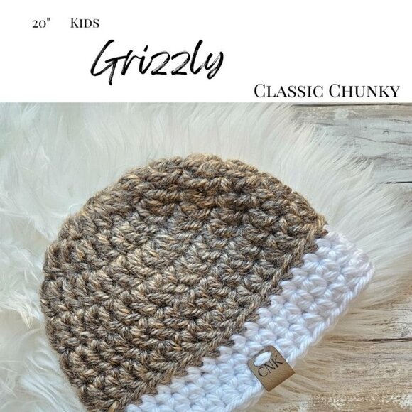 Classic Chunky Knit Hat from Cotton N Kandi on Etsy- 20" Kids- Grizzly Brown - Picture 2 of 2